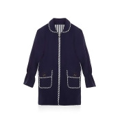 Yumi Girl Stripe Trim Pea Coat Yumi Girl Stripe Trim Pea Coat