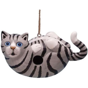 Songbird Essentials Grey Tabby Cat on Back Birdhouse - All