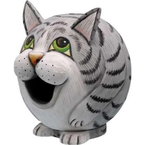 Songbird Essentials Grey Tabby Cat Gord-O Birdhouse - All