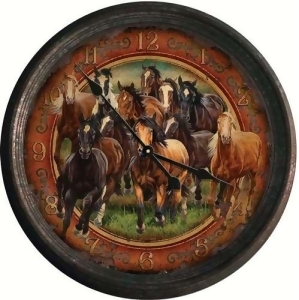 Rivers Edge Running Horses Vintage Tin Wall Clock - All