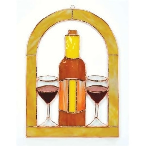Gift Essentials Large Wine Glasses and Bottle Cathedral Window Panel - All
