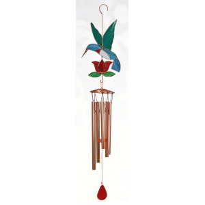 Gift Essentials Hummingbird with Red Flower Large Wind Chime - All
