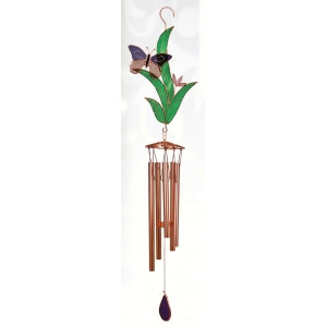 Gift Essentials Purple Butterfly with Leaves Large Wind Chime - All