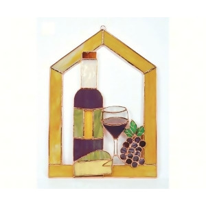 Gift Essentials Large Wine with Cheese and Grapes Steeple Window Panel - All