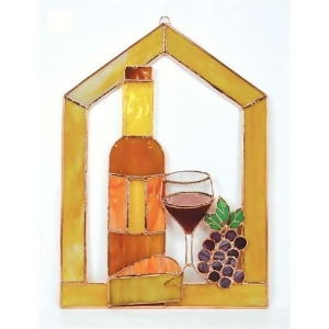 Gift Essentials Small Wine with Cheese and grapes Scene Steeple Window Panel - All
