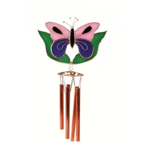 Gift Essentials Pink and Purple Butterfly with Leaves Wind Chime - All