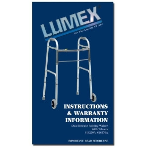 Lumex Dual-Release Folding Walker with 3 Fixed Wheels Adult - All