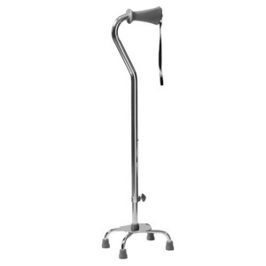 Lumex Silver Collection Low Profile Quad Cane Aluminum Ortho-Ease R Grip Large Base 12 x 8 - All