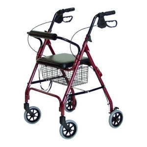 Walkabout Lite Four-Wheel Rollator Burgundy - All