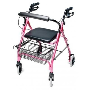 Walkabout Lite Four-Wheel Rollator Pink - All