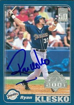 Autograph Warehouse 71844 Ryan Klesko Autographed Baseball Card San Diego  Padres 2001 Topps Opening Day No . 106