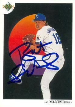 Bret Saberhagen autographed baseball card (Kansas City Royals