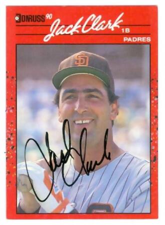 Jack Clark autographed baseball card (San Diego Padres) 1990