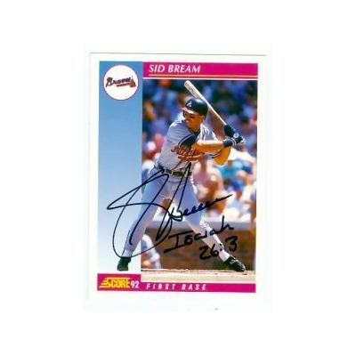 Sid Bream autographed baseball card (Atlanta Braves) 1992 Score #131