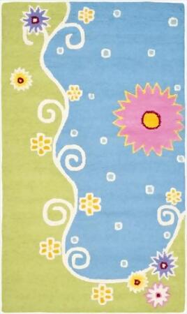 Safavieh SFK383A-3 3 x 5 ft. Small Rectangle Novelty Safavieh Kids Blue & Green Hand Tufted Rug 