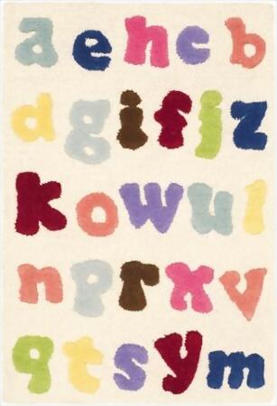 Safavieh SFK389A-27 2 ft. 3 in. x 7 ft. Runner Novelty Safavieh Kids Ivory & Multicolor Hand Tufted Rug 