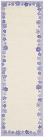 Safavieh SFK357A-27 2 ft. 3 in. x 7 ft. Runner Novelty Safavieh Kids Ivory & Lavender Hand Tufted Rug 