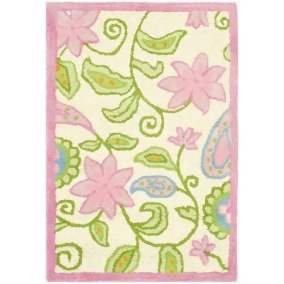 Safavieh SFK351A-4 4 x 6 ft. Small Rectangle Novelty Safavieh Kids Ivory & Pink Hand Tufted Rug 