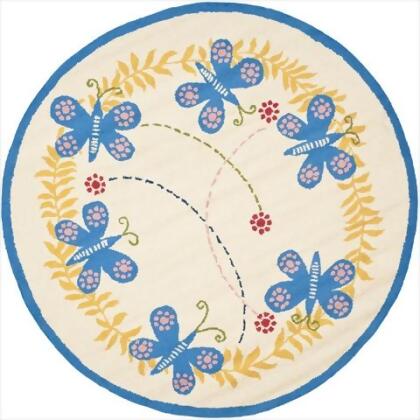 Safavieh SFK390A-6R 6 x 6 ft. Round Novelty Safavieh Kids Ivory & Blue Hand Tufted Rug 