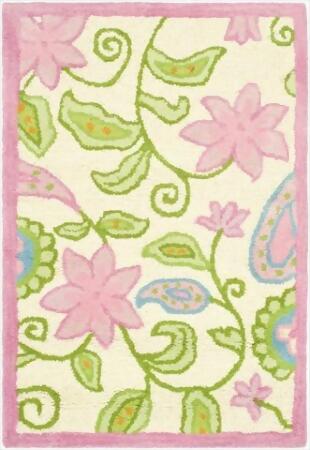 Safavieh SFK351A-9 9 x 12 ft. Large Rectangle Novelty Safavieh Kids Ivory & Pink Hand Tufted Rug