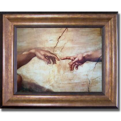 Artistic Home Gallery 1114504BR Creation Of Adam Det By Michelangelo Bronze Framed Canvas Wall Art 