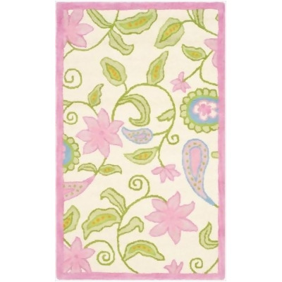 Safavieh SFK351A-3 3 x 5 ft. Small Rectangle Novelty Safavieh Kids Ivory & Pink Hand Tufted Rug 