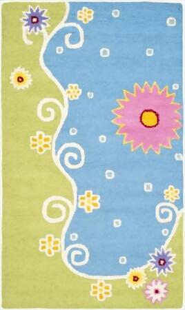 Safavieh SFK383A-9 9 x 12 ft. Large Rectangle Novelty Safavieh Kids Blue & Green Hand Tufted Rug 