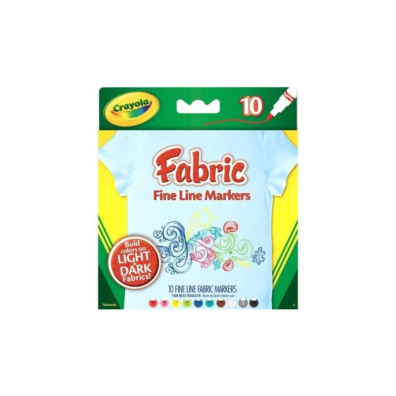 Crayola Fine Line Fabric Markers 10 Pkg