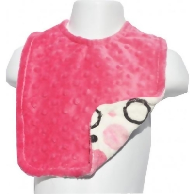 Lil Cub Hub BHPCH Reversible & Adjustable Minky Bib - Hot Pink Circle Print with Hot Pink Dot 
