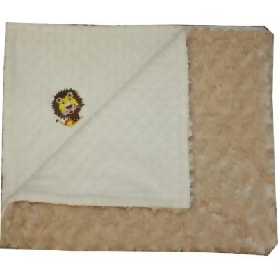 Lil Cub Hub 1BSCCRB-M Lion Minky Blanket - Cream Dot with Camel Rosebud Swirl 