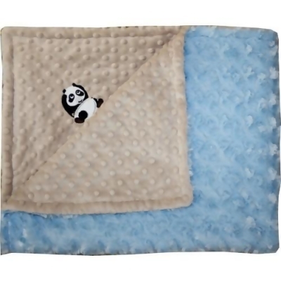 Lil Cub Hub 3BSMBR-M Panda Minky Blanket - Mocha Dot with Blue Rosebud Swirl 