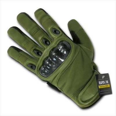 RapDom T41-PL-OLV-03 Carbon Fiber Hard Knuckle Glove - Olive 