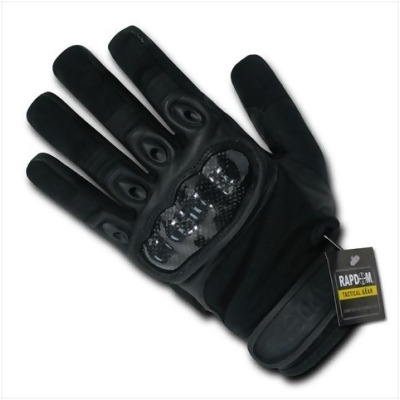 RapDom T41-PL-BLK-03 Carbon Fiber Hard Knuckle Glove - Black 
