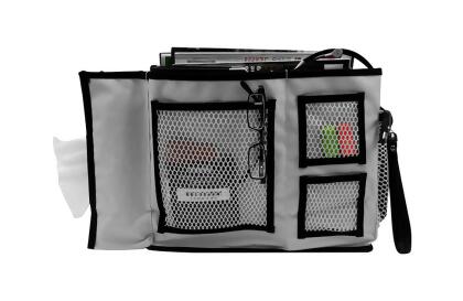 Florida Brands FB-FB2175 3 Pocket Bedside Caddy with Tissue Box Holder in Grey 
