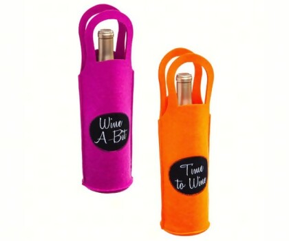 Evergreen Enterprises EG4WB046 Wine A Bit Felt Bottle Bag 1 Pink 1 Orange 