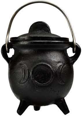 Azure Green ICBR86T 3 in. Triple Moon Cauldron with Lid 