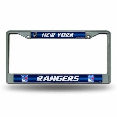 Rico Industries RIC-FCGL7001 New York Rangers NHL Bling Glitter Chrome License Plate Frame 