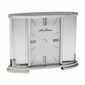 Seth Thomas TSI006060 Silver Glass Carriage Table Clock 
