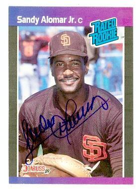 Autograph Warehouse Sandy Alomar Jr Autographed Baseball Card (San Diego Padres) 1989 Donruss No.28 Rated Rookie 112741