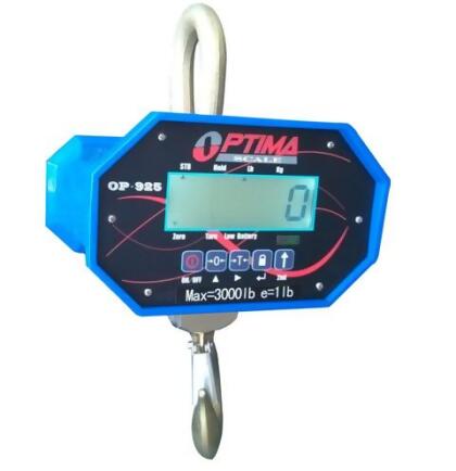 Optima Scale Digital Portable Industrial Hanging LCD Crane Scale, 500 Lb  Capacity, With Remote Control