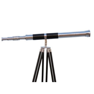 Handcrafted Model Ships St-0152 60 in. Admirals Floor Standing Chrome With Leather Telescope - All