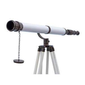 Handcrafted Model Ships ST-0117-Black/W 65 in. Floor Standing Oil Rubbed Bronze-White Leather Galileo Telescope - All