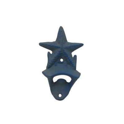Handcrafted Model Ships G-20-028-LIGHT-BLUE 6 in. Cast Iron Wall Mounted Starfish Bottle Opener - Rustic Light Blue 