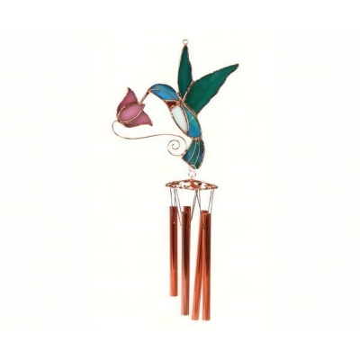 Gift Essentials GE140 Hummingbird With Pink Flower Wind Chime 
