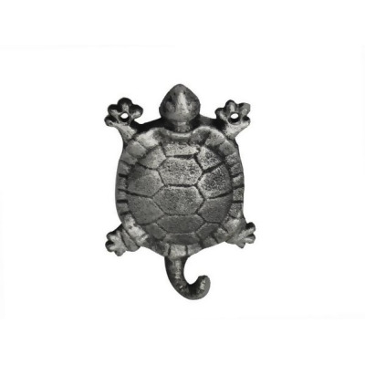 Handcrafted Model Ships K-528-silver 6 in. Cast Iron Turtle Hook - Rustic Silver 