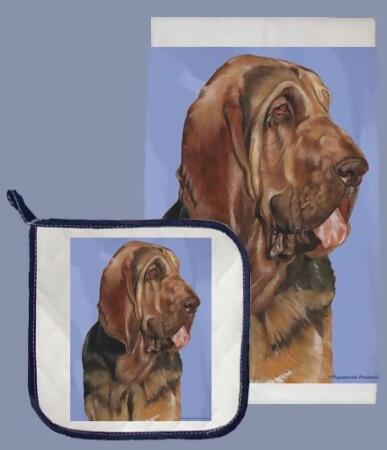 Pipsqueak Productions DP721 Bloodhound Dish Towel And Pot Holder Set 