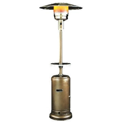 SUNHEAT PHRDGH Umbrella Patio Heater With Golden Hammered Finish With Drink Table 