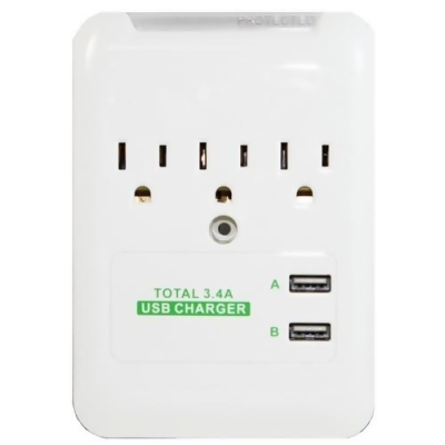 RND Accessories 3.4 Amp Fast Charging Station With 3 AC Outlets & 2 USB Ports 