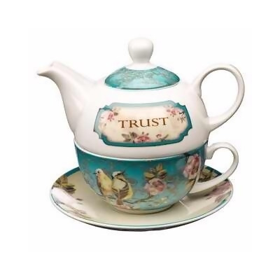 Christian Art Gifts 363229 Tea Set - Tea For One & Trust With Gift Box 