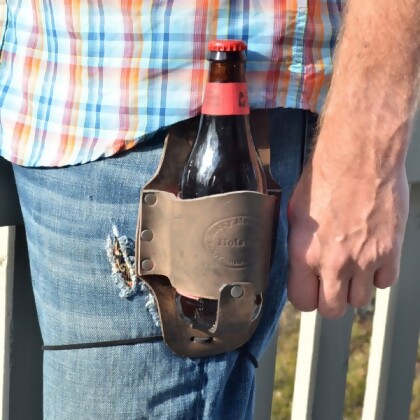 Rocky Mountain Holster Leather Beer Holster - Distressed Brown & Grey